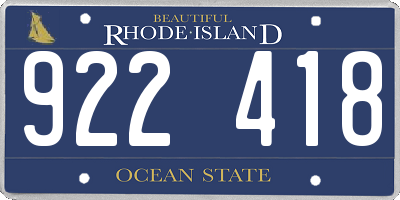RI license plate 922418