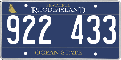 RI license plate 922433