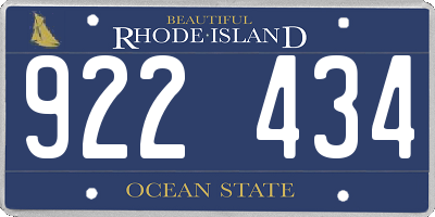 RI license plate 922434