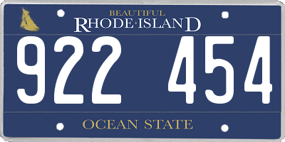 RI license plate 922454