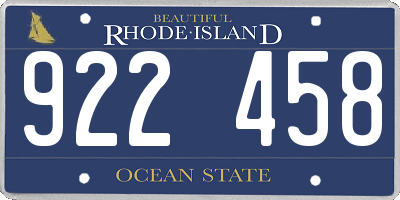 RI license plate 922458
