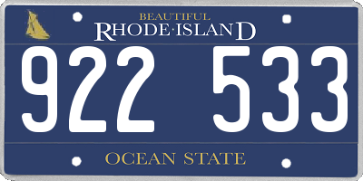 RI license plate 922533