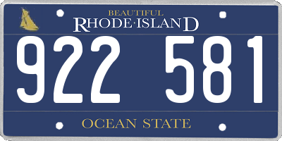 RI license plate 922581