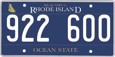 RI license plate 922600