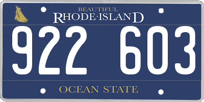 RI license plate 922603
