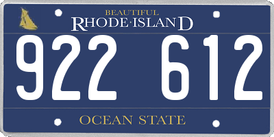 RI license plate 922612