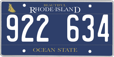 RI license plate 922634