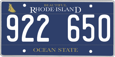 RI license plate 922650