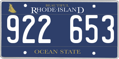 RI license plate 922653