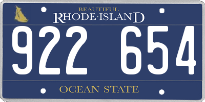 RI license plate 922654