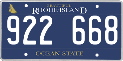 RI license plate 922668
