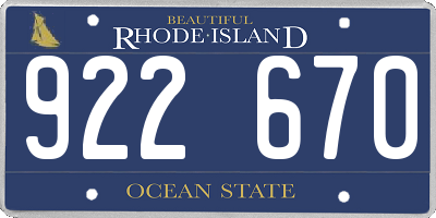 RI license plate 922670