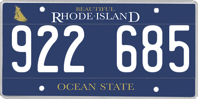 RI license plate 922685