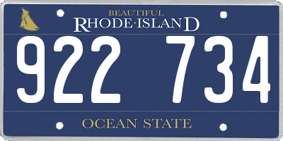 RI license plate 922734