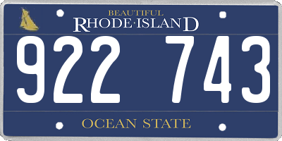RI license plate 922743
