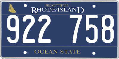 RI license plate 922758