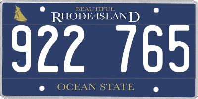 RI license plate 922765