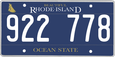RI license plate 922778