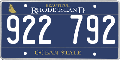 RI license plate 922792