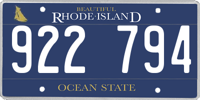 RI license plate 922794