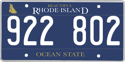 RI license plate 922802