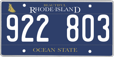 RI license plate 922803