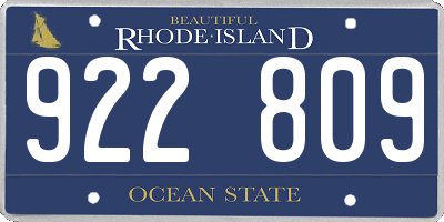 RI license plate 922809