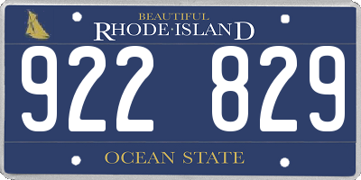 RI license plate 922829