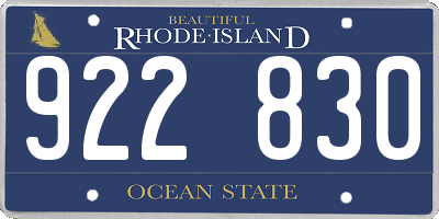 RI license plate 922830