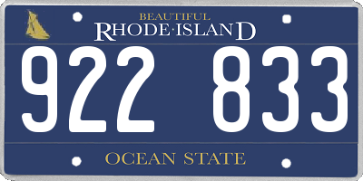RI license plate 922833