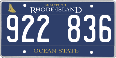 RI license plate 922836