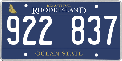 RI license plate 922837