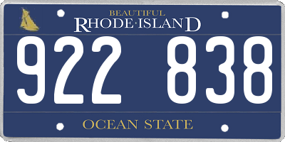 RI license plate 922838