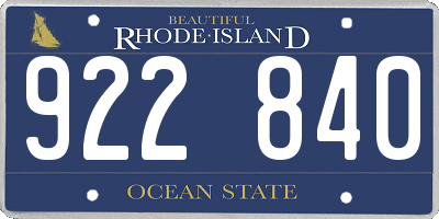 RI license plate 922840