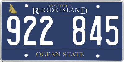 RI license plate 922845
