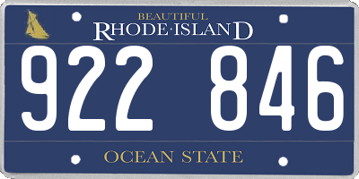 RI license plate 922846