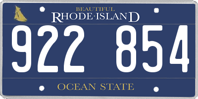 RI license plate 922854