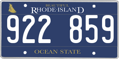 RI license plate 922859