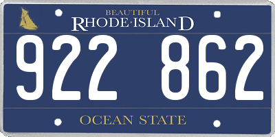 RI license plate 922862