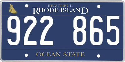 RI license plate 922865