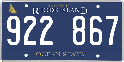 RI license plate 922867