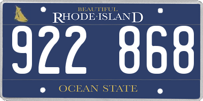 RI license plate 922868
