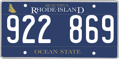 RI license plate 922869