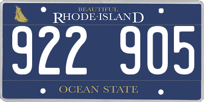 RI license plate 922905