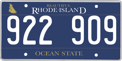 RI license plate 922909