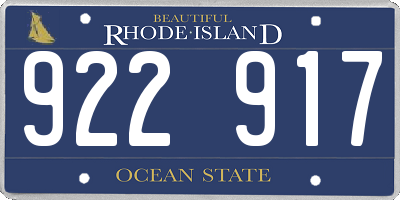 RI license plate 922917