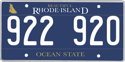 RI license plate 922920