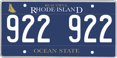 RI license plate 922922