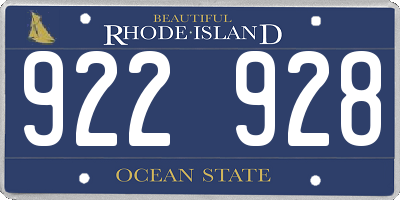RI license plate 922928