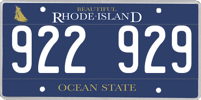 RI license plate 922929